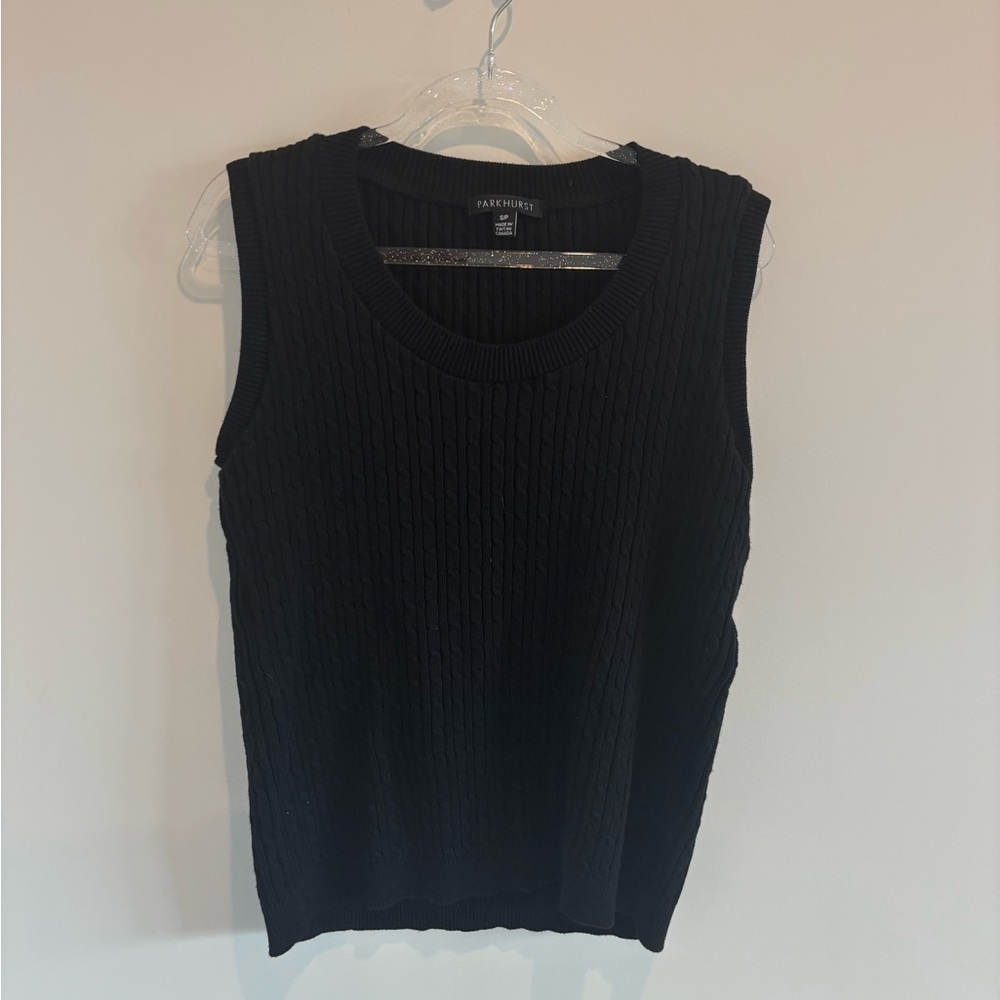 Parkhurst black sleeveless cable knit top